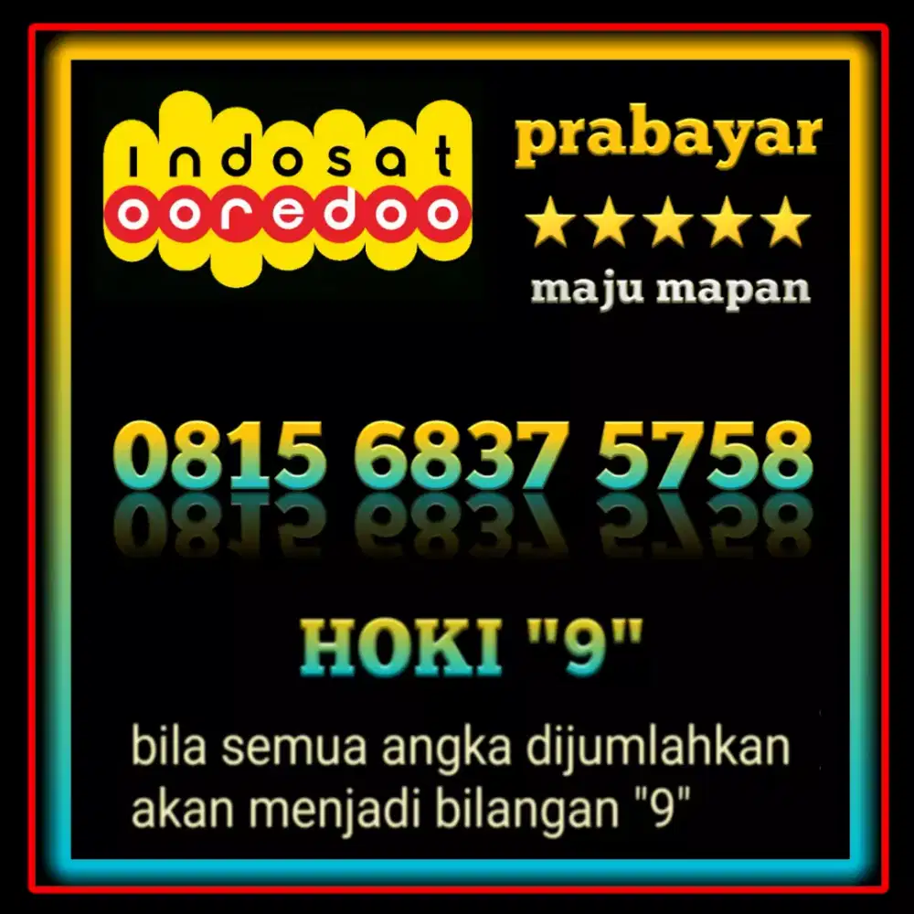 Nomor cantik exsclusive double hoki spesial edition Indosat 5758