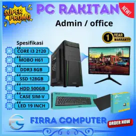 PC KOMPUTER RAKITAN CORE I3 2120 RAM 8GB SSD 128GB HDD 500GB LED 19