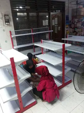 OBRAL..RAK GONDOLA MINIMARKET MEJA KASIR RAK BESI SIKU