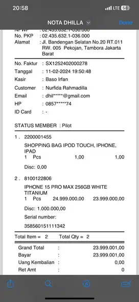 Iphone 15 promax 256 white titanium