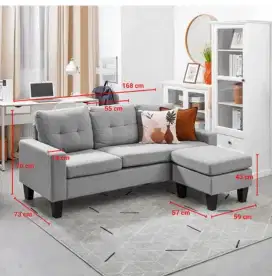 Sofa Sudut Fabric Abu-Abu Informa Albris Sofa