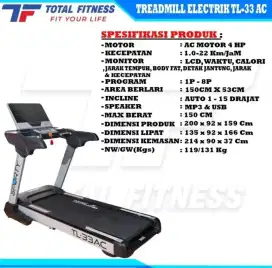 Treadmill Elektrikal Total Fitness  TL-33 AC COMMERCIAL