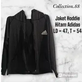 JAKET HOODIE ADIDAS HITAM PRELOVED