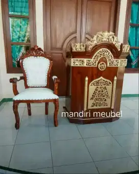 Ready mimbar podium bahan jati.