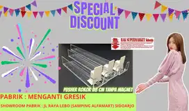 pusher rak backwall diskon  gondola rak minimarket diskon