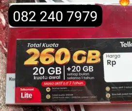 NOMOR CANTIK TELKOMSEL 10 DIGIT BONUS KUOTA 260 GB  BERLAKU SETAHUN.