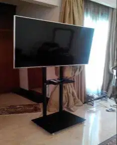 Bracket TV Stand 2tiang besi plat padat model kotak murah 40-75