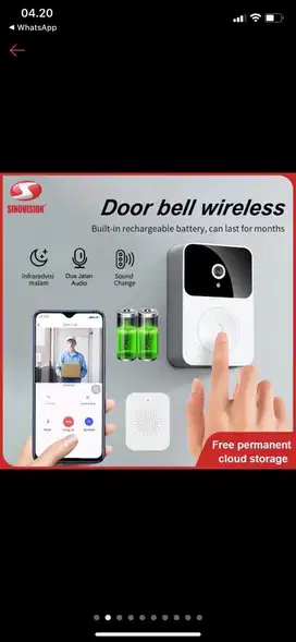 SINOVISION x9 Wireless Bell Kamera IP66 Waterproof Bell Rumah Wireless