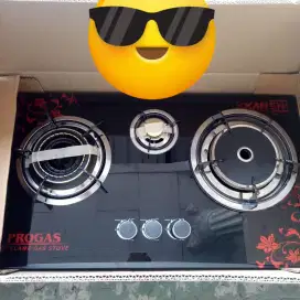 Kompor Tanam kaca 3 tungku mix Bara