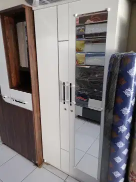 Lemari pakaian cermin panjang tinggi 180cm full partikel BARU