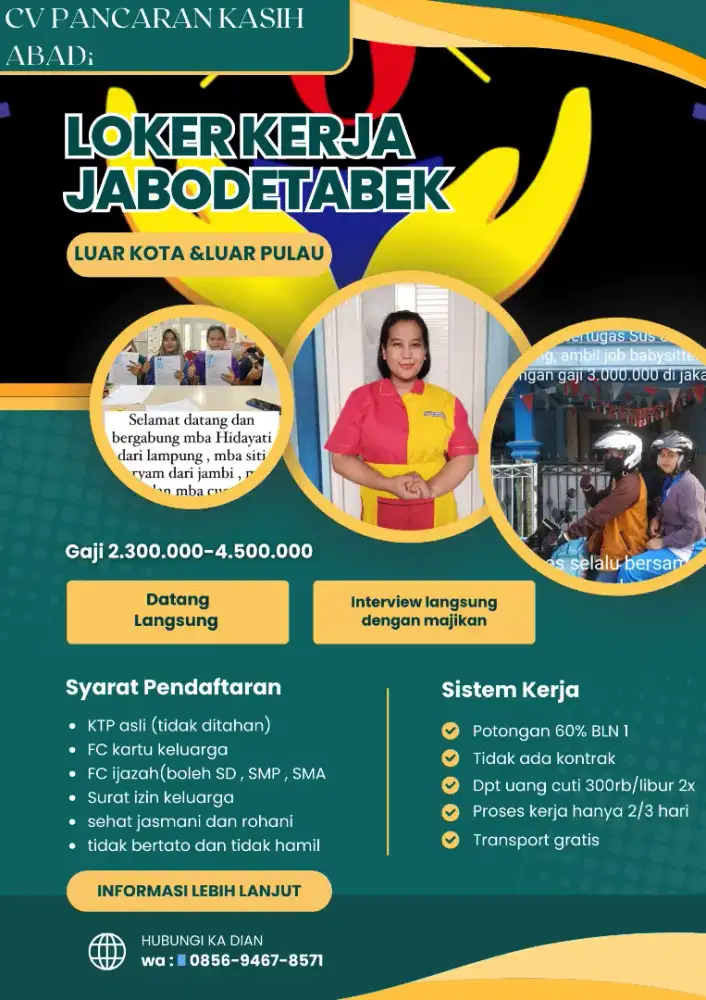 Loker art, babysisster dan perawat lansia