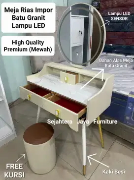 Meja Rias Premium Impor Mewah + Lampu LED Sensor