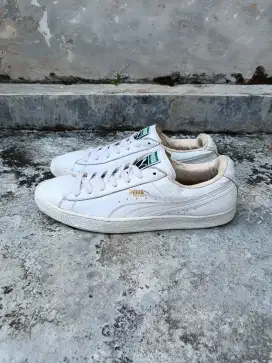 SEPATU BIG SIZE 46 - PUMA BASKET LEATHER FULL WHITE || SECOND ORIGINAL