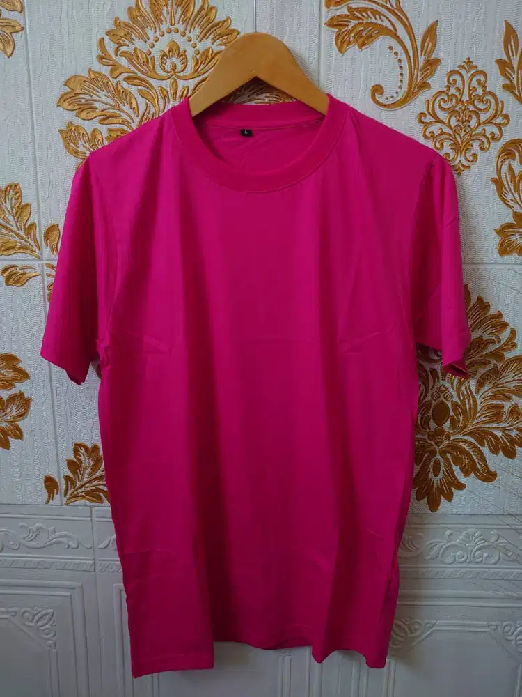 Kaos Polos Dewasa Lengan Pendek Magenta Size XL Cotton Combed 30s