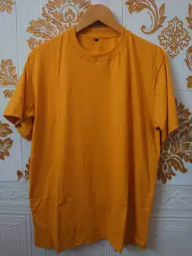 Kaos Polos Dewasa Lengan Pendek Kuning Kunyit XL Cotton Combed 30s