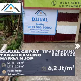 Pasar Rebo Dijual Murah 2 Unit Tanah Letak Sangat Strategis Harga NJOP
