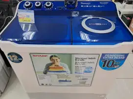 Promo Kredit Mesin Cuci SHARP WM TWIN TUBE WHITE BLUE ES T1290WA-BL/WE