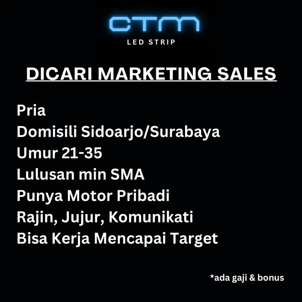 Lowongan marketing CTM led strip
