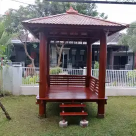 Saung gazebo minimalis bahan kayu kelapa