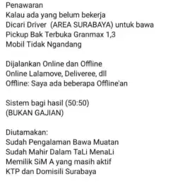 Kerjasama Driver Pickup Untuk Jalan Online Offline Surabaya