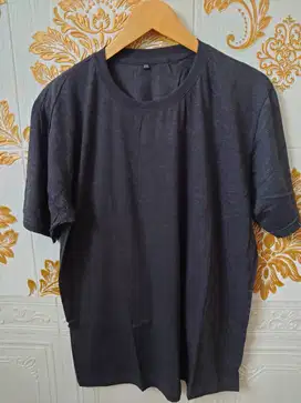 Kaos Polos Dewasa Lengan Pendek Black Misty XXL Cotton Combed 30s