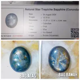 Unheated Trapiche star Blue Sapphire 13.20ct