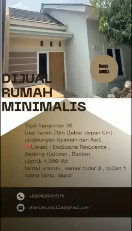 DIJUAL CEPAT RUMAH TIPE 36 MINIMALIS NEGO