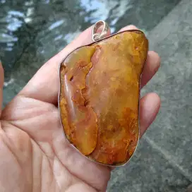 Liontin perak 925 mengikat Amber raw