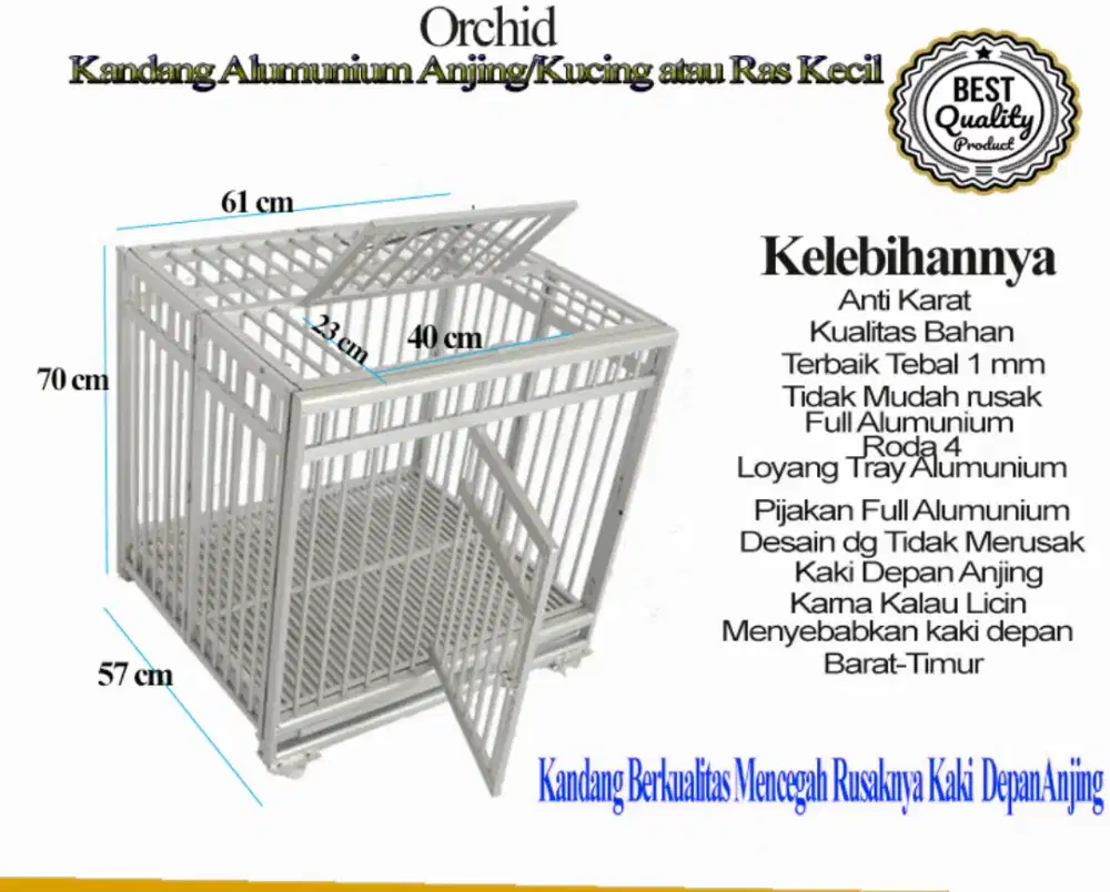 Kandang Anjing Alumunium ukuran Besar dan Kecil