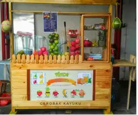 Rombong Jus Buah Dari kayu 150x60x180