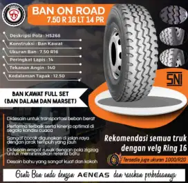 [BARU] BAN AENEAS TRUK 7.50 RING 16 LT 14 PR