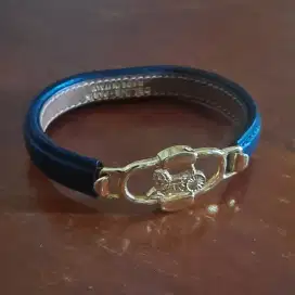 Gelang Celine Black Leather Vintage Horse Emblem Second (Original)