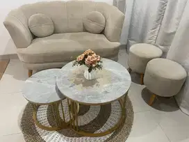Sofa retro kerang  2 seat + 2 stool