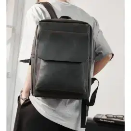 TAS RANSEL LEATHER BLACK UNISEX (NEW IMPORT)