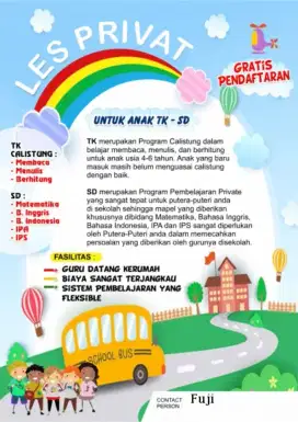 Les privat untuk jenjang TK dan SD