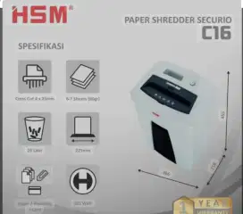 Mesin Penghancur Kertas HSM  SECURIO C16