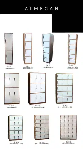 Menyediakan lemari loker berbagai macam ukuran.  Bahan metal.