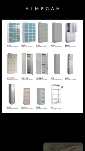 Menyediakan lemari loker berbagai macam ukuran.  Bahan metal.