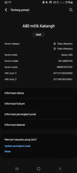 Jual samsung galaxy A80 SM-A805F/SD