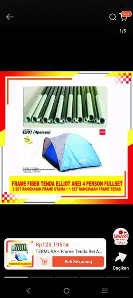 Tenda dome tenda camping perawatan framealloy fiber kap 4/5