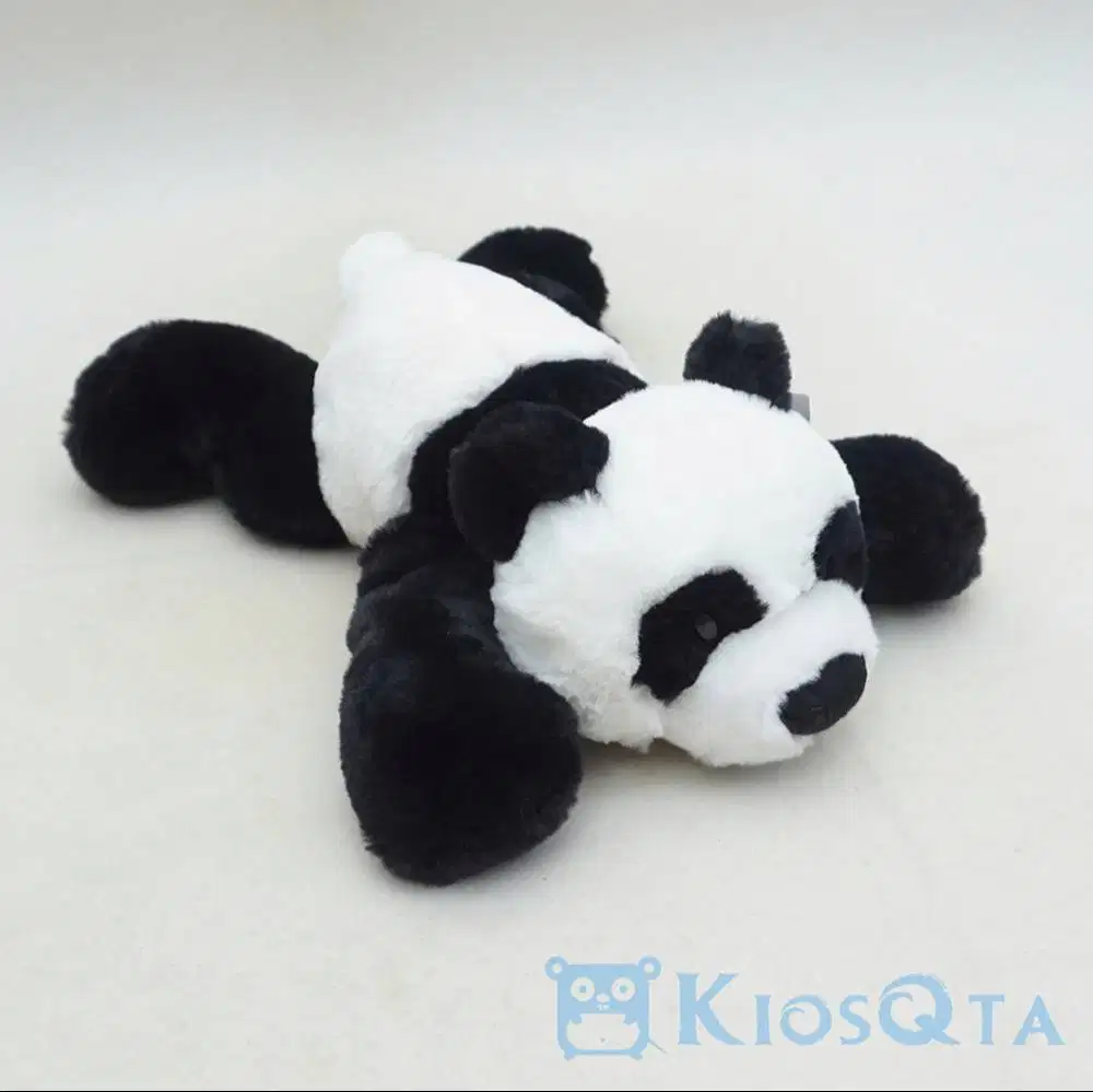 boneka panda tiarap lying hitam putih small