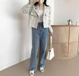 Cardigan korean style wanita oversize crop lengan panjang