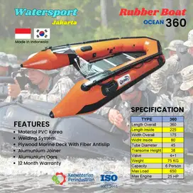 Perahu Karet Rescue Standar BASARNAS dan BNPB OCEAN 3.6mtr Kap 6 Org