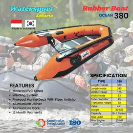 Perahu Karet Rescue OCEAN 380 PVC 6 Orang Standar BPBD BASARNAS