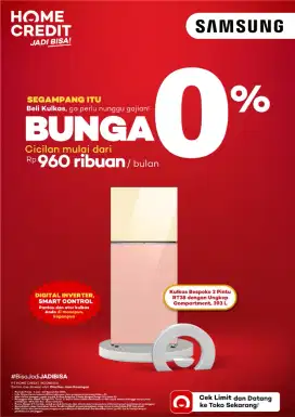 Kulkas Samsung 2 Pintu kredit cicilan bunga 1,77% by home credit