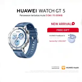 READY Huawei Watch GT 5 BLUE Free Huawei Freebuds 5i Langsung