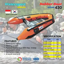 Perahu Karet OCEAN 425 Kapasitas 8 Orang Perekatan Welding System