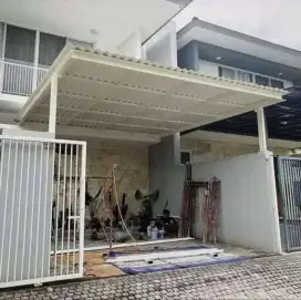 kanopi alderon minimalis rangka besi hollow galvanis