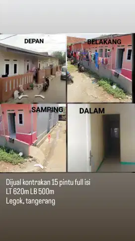 Dijual kontrakan 15 pintu full isi