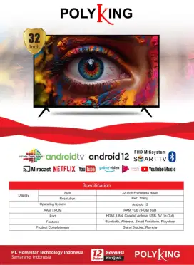 PROMO TERMURAH! CASH & KREDIT POLYKING LED 32 ANDROID 12 GARANSI